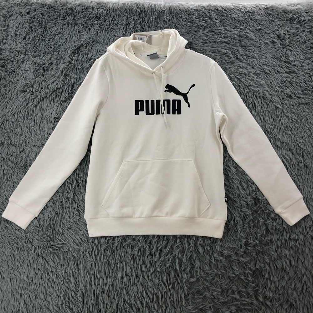 Puma Hoodie Womens Medium NWT White Fleece Lined Drawstring Pockets